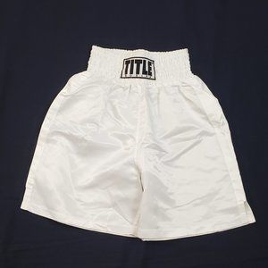 Title White Satin Boxing Trunks Large NWOT for Men